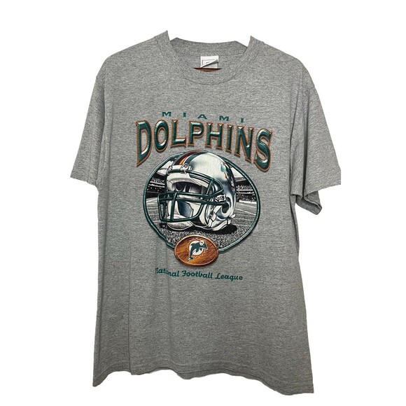 Vintage Miami Dolphins NFL Short Sleeve TShirt Mens Large Gray Short Sleeve 90s - Picture 1 of 6